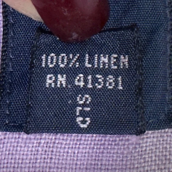 Ralph Lauren Mens Linen Shirt Med Lilac Classic Fit Button Down Long Sleeve Pony - Picture 9 of 10